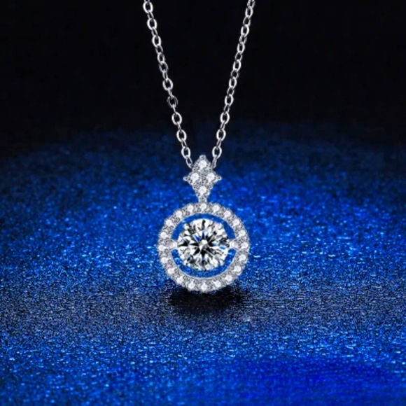 1 carat Moissanite Vibrating Halo Necklace - Picture 3 of 6